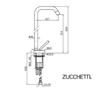 MEDIDAS MONOMANDO LAVABO ALTO ISYSTICK ZUCCHETTI 